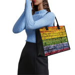 LGBT Pride Rainbow Brick Wall Print Canvas Tote Bag