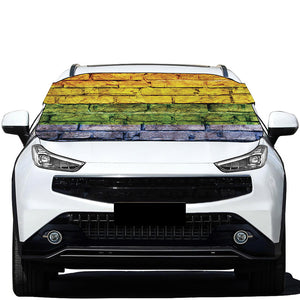 LGBT Pride Rainbow Brick Wall Print Car Windshield Snow Cover