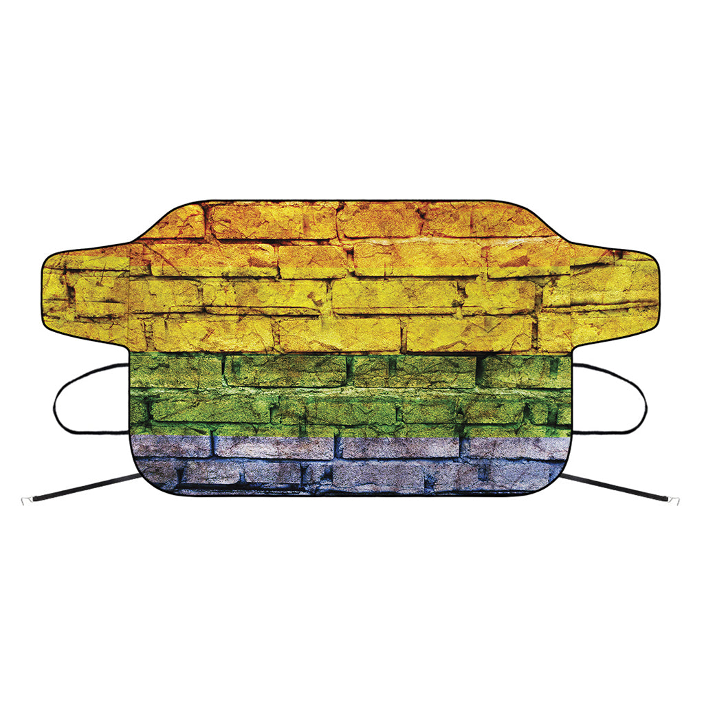 LGBT Pride Rainbow Brick Wall Print Car Windshield Snow Cover