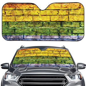 LGBT Pride Rainbow Brick Wall Print Car Windshield Sun Shade