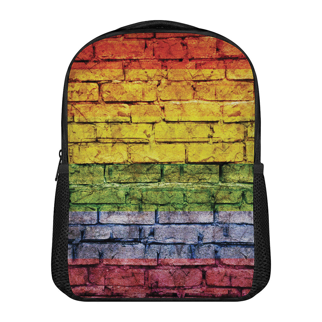 LGBT Pride Rainbow Brick Wall Print Casual Backpack