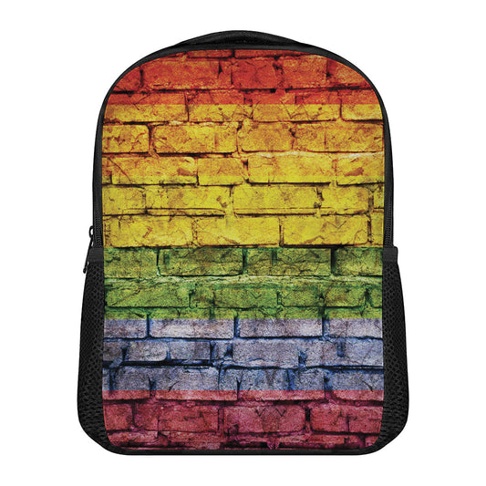LGBT Pride Rainbow Brick Wall Print Casual Backpack