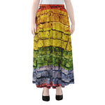 LGBT Pride Rainbow Brick Wall Print Chiffon Maxi Skirt