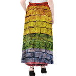 LGBT Pride Rainbow Brick Wall Print Chiffon Maxi Skirt