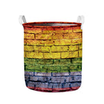 LGBT Pride Rainbow Brick Wall Print Collapsible Laundry Basket