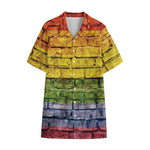 LGBT Pride Rainbow Brick Wall Print Cotton Hawaiian Shirt