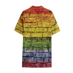 LGBT Pride Rainbow Brick Wall Print Cotton Hawaiian Shirt