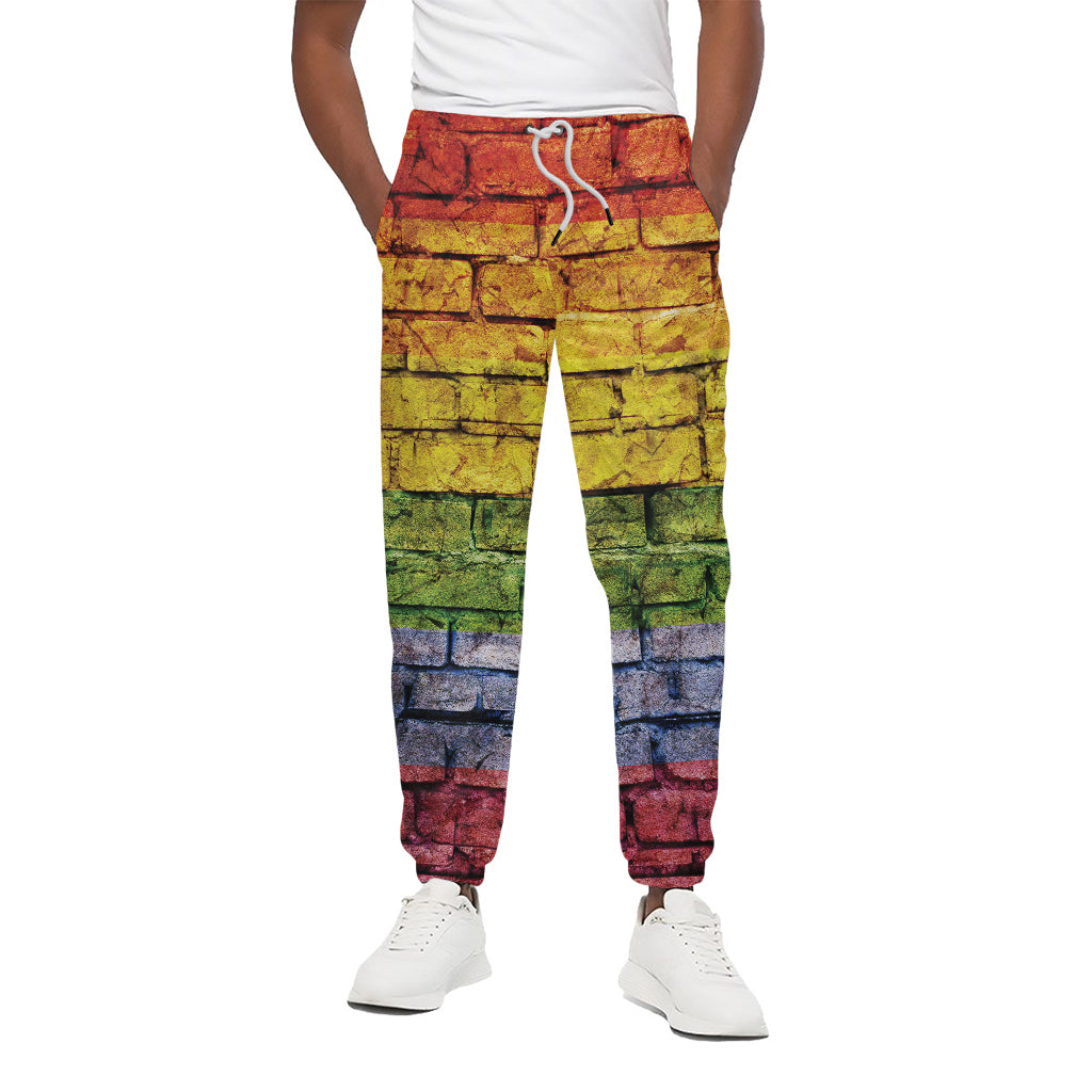 LGBT Pride Rainbow Brick Wall Print Cotton Pants