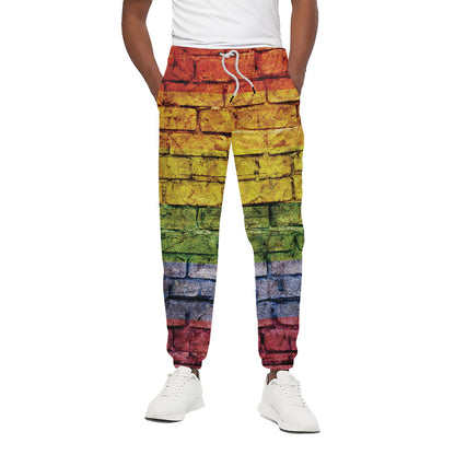LGBT Pride Rainbow Brick Wall Print Cotton Pants