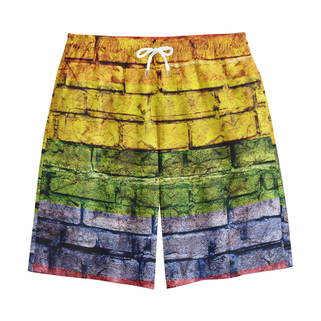 LGBT Pride Rainbow Brick Wall Print Cotton Shorts
