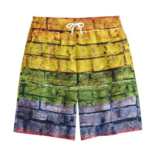 LGBT Pride Rainbow Brick Wall Print Cotton Shorts