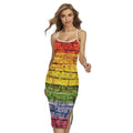 LGBT Pride Rainbow Brick Wall Print Cross Back Cami Dress