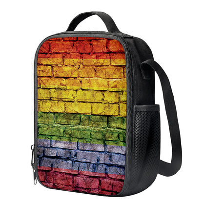 LGBT Pride Rainbow Brick Wall Print Crossbody Lunch Bag