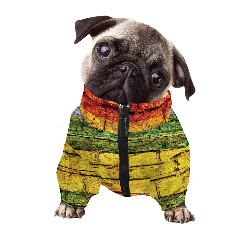 LGBT Pride Rainbow Brick Wall Print Dog Zip Up Jacket