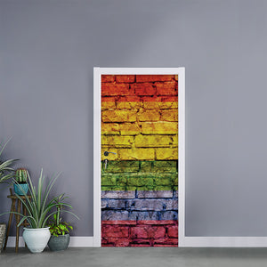 LGBT Pride Rainbow Brick Wall Print Door Sticker