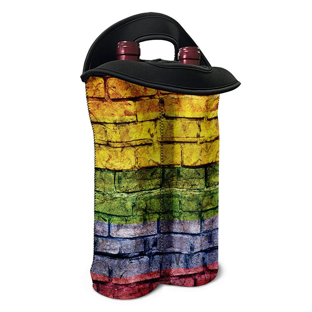 LGBT Pride Rainbow Brick Wall Print Double Neoprene Wine Tote