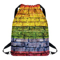 LGBT Pride Rainbow Brick Wall Print Drawstring Backpack