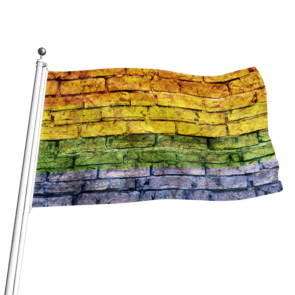 LGBT Pride Rainbow Brick Wall Print Flag