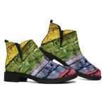 LGBT Pride Rainbow Brick Wall Print Flat Ankle Boots