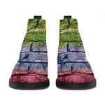 LGBT Pride Rainbow Brick Wall Print Flat Ankle Boots
