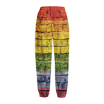 LGBT Pride Rainbow Brick Wall Print Fleece Lined Knit Pants