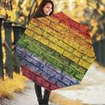 LGBT Pride Rainbow Brick Wall Print Foldable Umbrella