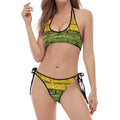 LGBT Pride Rainbow Brick Wall Print Halter Scoop Tie Side Bikini