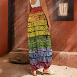 LGBT Pride Rainbow Brick Wall Print Harem Pants