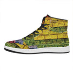 LGBT Pride Rainbow Brick Wall Print High Top Leather Sneakers