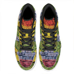 LGBT Pride Rainbow Brick Wall Print High Top Leather Sneakers