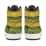 LGBT Pride Rainbow Brick Wall Print High Top Leather Sneakers