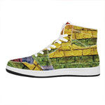 LGBT Pride Rainbow Brick Wall Print High Top Leather Sneakers