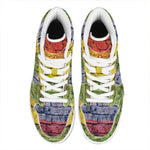 LGBT Pride Rainbow Brick Wall Print High Top Leather Sneakers