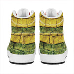 LGBT Pride Rainbow Brick Wall Print High Top Leather Sneakers