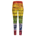 LGBT Pride Rainbow Brick Wall Print High-Waisted Pocket Leggings