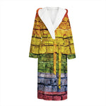 LGBT Pride Rainbow Brick Wall Print Hooded Bathrobe