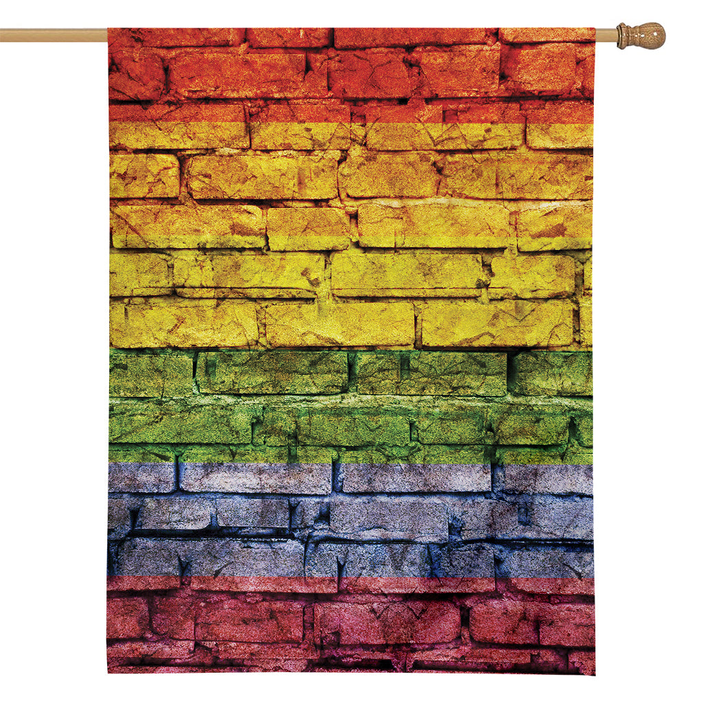 LGBT Pride Rainbow Brick Wall Print House Flag
