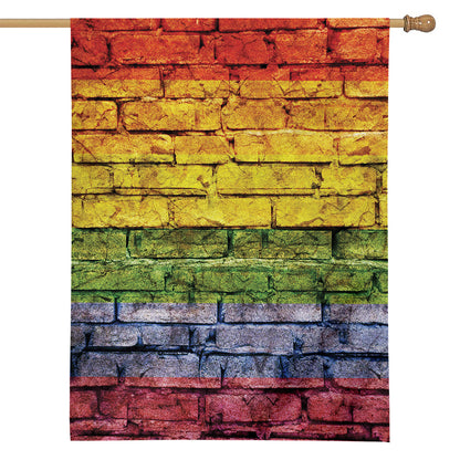 LGBT Pride Rainbow Brick Wall Print House Flag