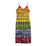 LGBT Pride Rainbow Brick Wall Print Jersey Midi Cami Dress
