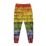 LGBT Pride Rainbow Brick Wall Print Jogger Pants