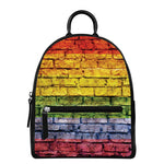LGBT Pride Rainbow Brick Wall Print Leather Backpack