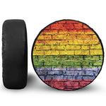 LGBT Pride Rainbow Brick Wall Print Leather Spare Tire Cover