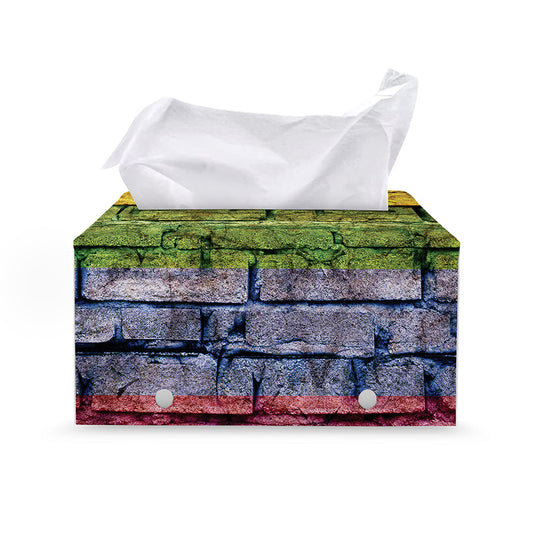 LGBT Pride Rainbow Brick Wall Print Leather Tissue Box Cover