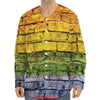 LGBT Pride Rainbow Brick Wall Print Long Sleeve Baseball Jersey