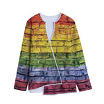 LGBT Pride Rainbow Brick Wall Print Long Sleeve Short Coat