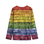 LGBT Pride Rainbow Brick Wall Print Long Sleeve Short Coat