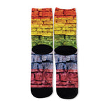 LGBT Pride Rainbow Brick Wall Print Long Socks
