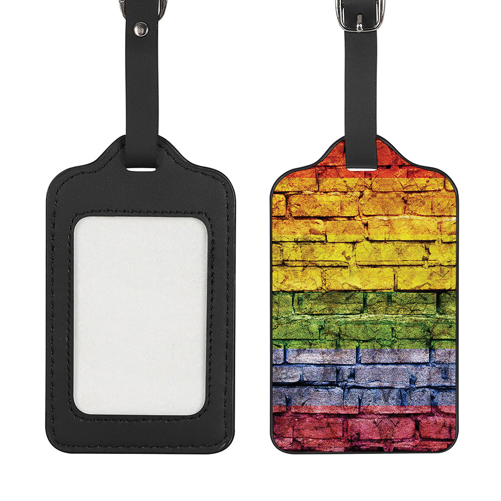 LGBT Pride Rainbow Brick Wall Print Luggage Tag