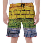 LGBT Pride Rainbow Brick Wall Print Men's Beach Shorts