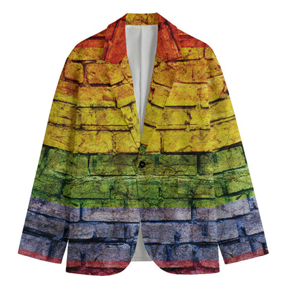 LGBT Pride Rainbow Brick Wall Print Men's Blazer